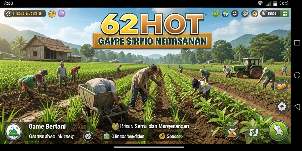 Tampilan screenshot gameplay 62HOT dengan ladang yang indah dan tanaman subur.