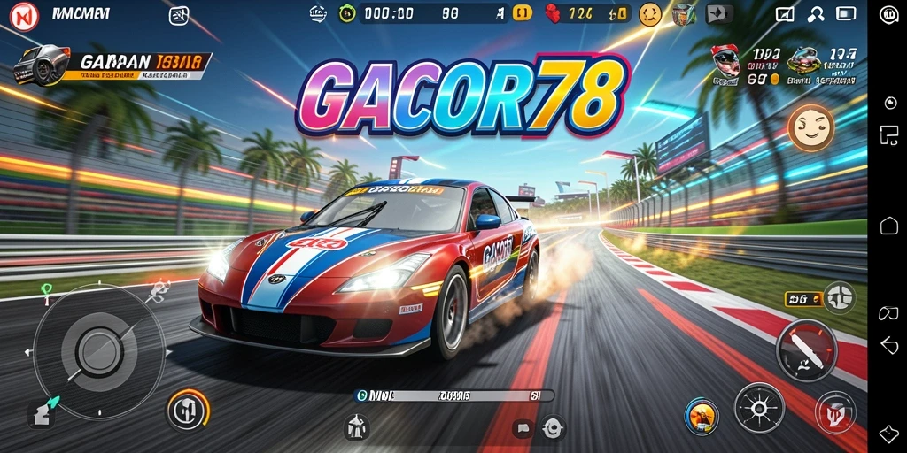 Tampilan gameplay seru GACOR78 dengan balapan penuh aksi.
