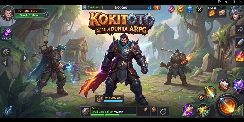 Tangkapan layar menampilkan pertempuran seru di KOKITOTO dengan karakter dan monster.