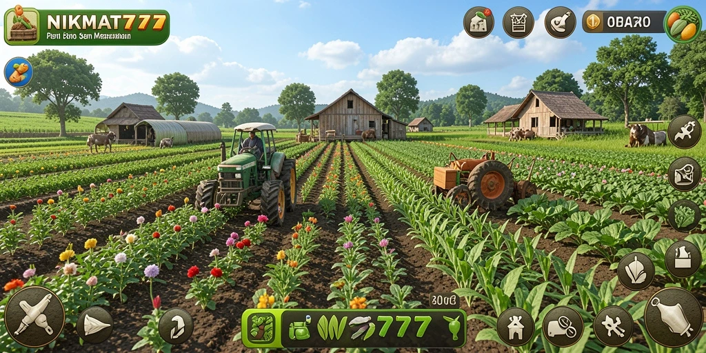 Menampilkan pengalaman gameplay seru dalam pertanian NIKMAT777.