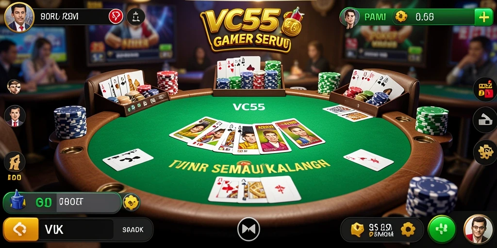 Tampilan gameplay poker yang penuh aksi dan keseruan.